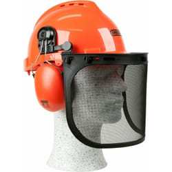 Oregon - Yukon Casco di Sicurezza con Cuffie Antirumore e Visiera in Rete, Ideale per Lavori con Motosega e Decespugliatore