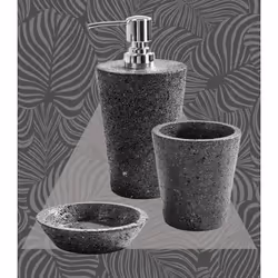 Lava Accessori per il bagno da appoggio in Pietra lavica naturale impermeabilizzata con resina. Il kit è composto dolo da bic ...