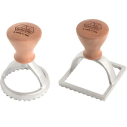 Marcato - Kit Stampi per Ravioli e Biscotti, Forme per Ravioli, Formine per Biscotti, in Legno Massello e Alluminio Prossofuso, Stampino Rotondo da