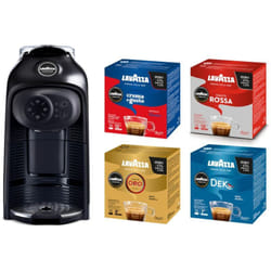 Lavazza - a Modo Mio Macchina per Caffè Idola Nera con 64 Capsule a Modo Mio Assortite, Macchina per Espresso Compatta e Silenziosa, 1500 w, 220-240