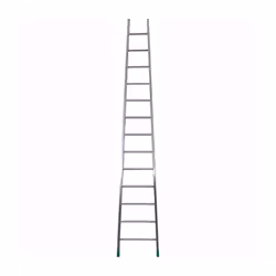 In alluminio - Scala singola d'appoggio artigianale con pioli a trapezio ribordati e saldati con anima tornita e saldatura ag ...