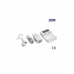 CARICABATTERIA PORTATILE CON USB Caricabatterie portatile per pile ricaricabili. Adatto per batterie NiMH - NiCd: AA (stilo)  ...