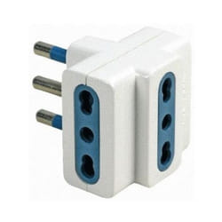 Adattatore Triplo 2P+ T 10A con spina 10A + 3 Prese 10A Maurer