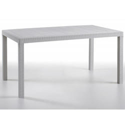 Bica - tavolo resina rettang. urano bianco similrattan 140X80X72H cm