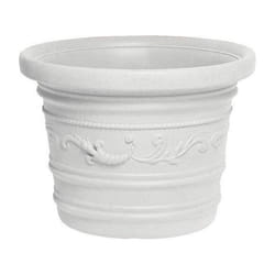 VASO TONDO FESTONATO 50 cm Colore BIANCO in Resina con doppio BORDO