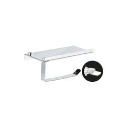 Maurer - 5421320 Portarotolo da Bagno con ripiano per cellulari, Colore Inox con Effetto Specchio, Autoadesivo Resistente o con Viti, Metallo,