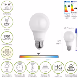 Maurer 19073100, 16 W, 130 W, E27, 1901 lm
