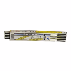 DOPPIOMETRO LEGNO BETULLA BIANCO/GIALLO MAURER PLUS 10ASTE - CF. SCATOLA Tipo : 10 stecche Larghezza : 17 mm. In legno di bet ...