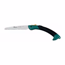 Manico pieghevole con pulsante di bloccaggio lama - Lama a dentatura speciale in acciao SKS-5 Confezione: 1 PZ Lama 220 mm.