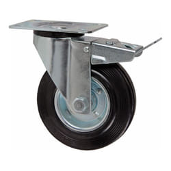 Maurer - Ruota in Gomma 100 mm con Piastra 105x85 mm Girevole e Freno Portata 80kg