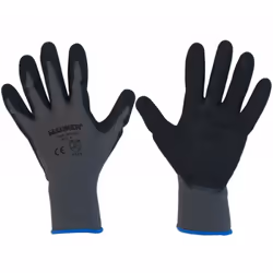 Fodera: Filato in nylon senza cuciture colore grigio - Rivestimento: Spalmatura in nitrile sabbiato colore nero - Ideale per ...