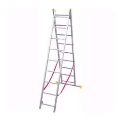 Scala trasformabile a 2 rampe in alluminio - Pioli da 24x24 mm. - Passo tra gradini 280 mm. - Articolazioni in acciaio - Funz ...