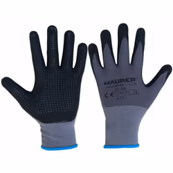 Fodera: Filato in nylon senza cuciture colore grigio - Rivestimento: Spalmatura in schiuma di nitrile colore nero - Puntinatu ...