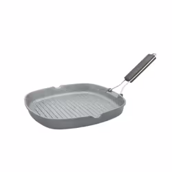 Tognana Porcellane GRILL QUADRA IN FUSIONE CON MANICO PIEGHEVOLE 24×24 cm, Quadrato, Bistecchiera, Nero, Grigio, Floatech, My ...