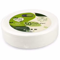 Piatti piani in cellulosa. Ideali per le tue feste o per i picnic fuori porta. 25 pezzi. 100% biodegradabili e compostabili.  ...