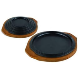 Piatto da Portata in Ghisa, Vassoio in Legno, Rotondo, 16 cm - Ilsa