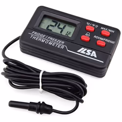 Termometro professionale digitale per frigorifero, fornito di 2 sensori di rilevazione della temperatura. Batteria inclusa. L ...