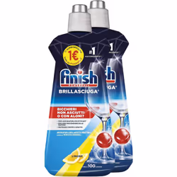LA CONFEZIONE: Il pacco contiene 2 prodotti da 500 ml Finish Brillantante, LimoneFINISH BRILLASCIUGA: Finish Brillantante, co ...