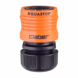 Raccordo automatico con aquastop. Si monta alla fine del tubo. Scollegando l'accessorio, il flusso d’acqua si blocca.