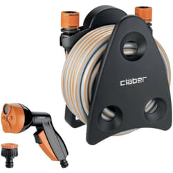 Claber - Mini-set Balcony, portatubo accessoriato appendibile con tubo 10m e pistola multifunzione