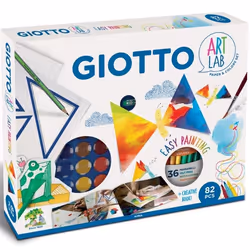 FILA Art Lab Magic Triangle Giotto - Contiene: 1 Album Kids A4 Da 200G Carta Bianca Di Qualita' 1 Scatola Di Acquerelli Mini  ...