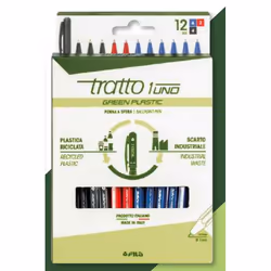 Tratto F04020000, Fermaglio, Penna a sfera retrattile girevole, Nero, Blu, Rosso, 12 pz