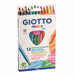 F.I.L.A. Astuccio 12 Giotto Mega-Tri - Pastelli A Sezione Triangolare - Mina Gigante Diametro 5,5Mm