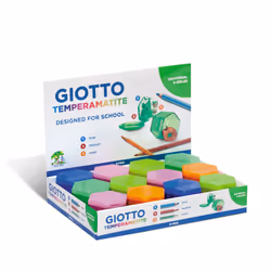 Giotto 233000, Temperamatite manuale, Blu, Verde, Arancione, Rosa, Giallo, Plastica, Acciaio, Scatola di esposizione, 24 pz