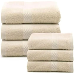 Caleffi - Set Asciugamani 100% Cotone, 3 Viso 55x100 cm+3 Bidet 40x60 cm, Vaniglia