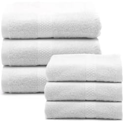 Caleffi - Set Asciugamani 100% Cotone, 3 Viso 55x100 cm + 3 Bidet 40x60 cm, Bianco