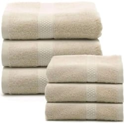 Caleffi - Set Asciugamani 100% Cotone, 3 Viso 55x100 cm + 3 Bidet 40x60 cm, Sabbia