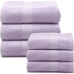 Caleffi - Set Asciugamani 100% Cotone, 3 Viso 55x100 cm + 3 Bidet 40x60 cm Lilla