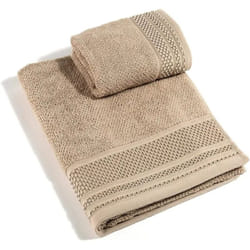 Asciugamano con Ospite in Cotone Gim, Colore Cammello,Eleganza e Comfort - Caleffi