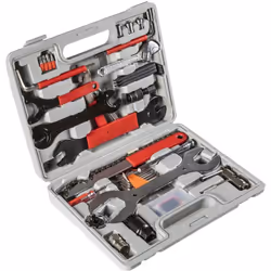 Il kit riparazione bici della linea onbike contiene 44 pezzi: 2 estrattori a ruota libera 1 smaglia catena 1 manometro misura ...