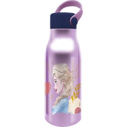 Disney - Borraccia lilla per bambine in alluminio Frozen Elsa e Anna 760 ml con cappuccio e manico in silicone