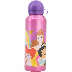 DISNEY Disney Borraccia viola per bambine in alluminio Principesse Cenerentola Aurora Biancaneve Rapunzel Ariel Jasmine 530 m ...