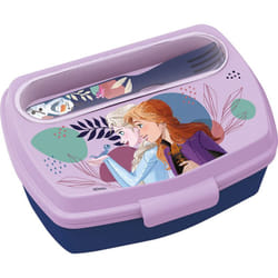 Sandwich Box azzurra per bambine in plastica Frozen Elsa Anna e Olaf con cucchiaio e forchetta - Disney