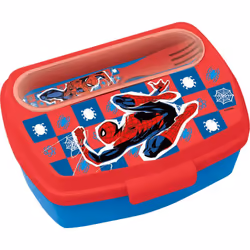 MARVEL Marvel Sandwich Box rossa per bambini in plastica Spiderman Uomo Ragno con cucchiaio e forchetta