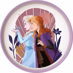 DISNEY Disney Piatto piano bianco e lilla per bambine in plastica Frozen Elsa Anna con base antiscivolo