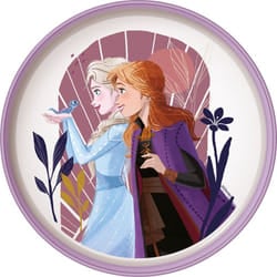 Disney - Piatto piano bianco e lilla per bambine in plastica Frozen Elsa Anna con base antiscivolo