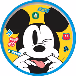 DISNEY Disney Piatto piano bianco e azzurro per bambini in plastica Mickey Mouse Topolino con base antiscivolo