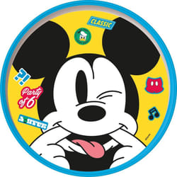 Piatto piano bianco e azzurro per bambini in plastica Mickey Mouse Topolino con base antiscivolo - Disney