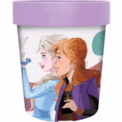 DISNEY Disney Bicchiere azzurro per bambine in plastica Frozen Elsa e Anna 260 ml con base antiscivolo