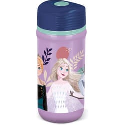 Disney - Borraccia lilla e viola in plastica per bambini Elsa Anna Olaf 390 ml con chiusra antigoccia