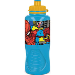 Borraccia azzurra per bambini in plastica Spiderman Uomo Ragno 400 ml con chiusura antigoccia e banda antiscivolo - Marvel