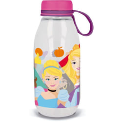 Disney - Borraccia Ecozen trasparente per bambine in tritan Principesse Cenerentola Bella addormentata Belle Jasmine 460 ml con cappuccio e manico in