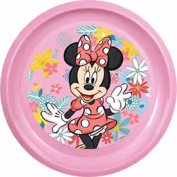 DISNEY Disney Piatto piano rosa per bambine in plastica Minnie resistente agli urti accidentali e riutilizzabile