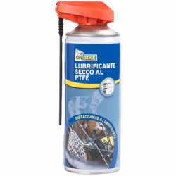 ON BIKE Lubrificante secco al PTFE spray 400 ml con doppio erogatore e resistente allâ€™acqua, agli olii e allâ€™abrasione