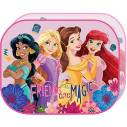 Disney - Coppia tendine laterali parasole auto Principesse bambine 44 x 35 cm con grafiche Jasmine Rapunzel Belle Ariel su fondo rosa