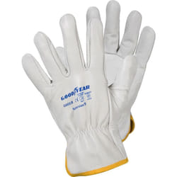 Goodyear - Guanti in pelle pieno fiore di groppone taglia 9 colore bianco, guanti da lavoro